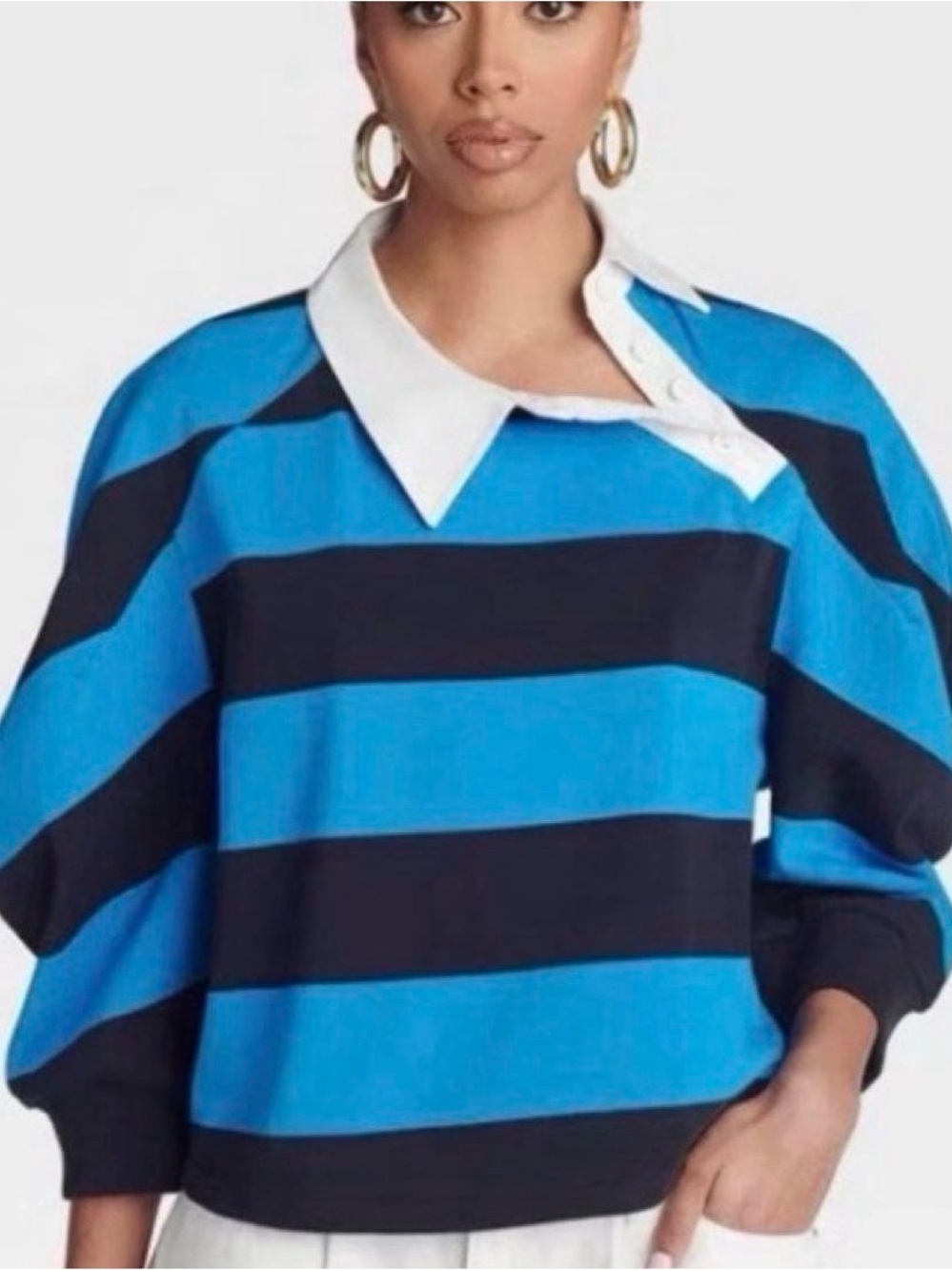 KBB by KAHLANA small Striped crewneck Top with White Collar